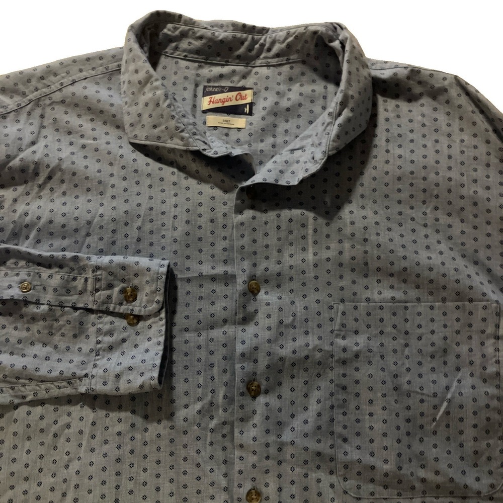 Johnnie O Button Down Hangin Out Shirt Men's 3XLT Blue Long Sleeve style Geo